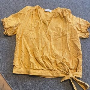 Lucky Brand Mustard Wrap Top